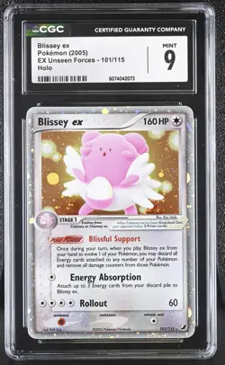 CGC 9 MINT Blissey ex 2005 EX Unseen Forces 101/115 Holo Pokemon Card - Image 1