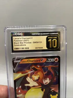 CGC 10 Pristine Pokemon Celebrations Lance’s Charizard V Promo Card SWSH133 - Image 3