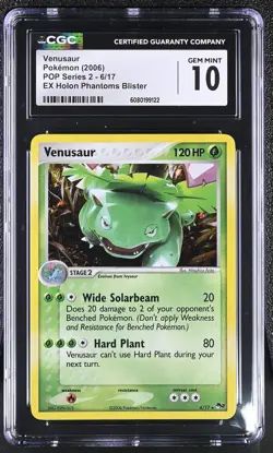 CGC 10 GEM MINT Venusaur 2006 POP Series 2 6/17 Holo Pokemon Card - Image 1