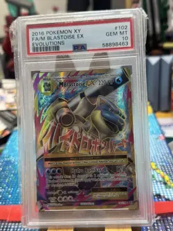 2016 POKEMON XY EVOLUTIONS #102 FULL ART/M BLASTOISE EX PSA 10 - Image 1