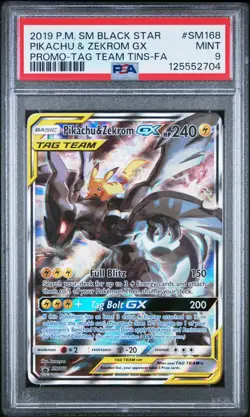 Pokemon TCG Pikachu & Zekrom GX SM168 SM Promo - PSA 9 Mint - Image 1