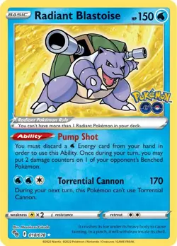 NM-Mint Radiant Blastoise - 018/078 - Radiant Rare Pokemon Pokemon GO - Image 1