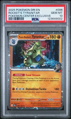 2025 POKEMON DRI EN-DESTINED RIVALS #096 TEAM ROCKET'S TYRANITAR PSA 10 - Image 1