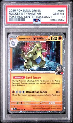 2025 POKEMON DRI EN-DESTINED RIVALS #096 TEAM ROCKET'S TYRANITAR PSA 10 - Image 1