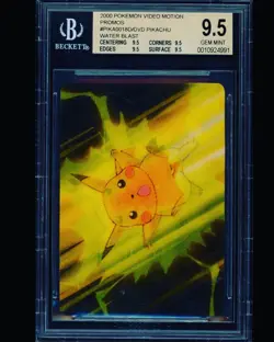 Pikachu 2000 Pokemon Water Blast! DVD Motion Promo Card PIKA-0018D QUAD BGS 9.5 - Image 1