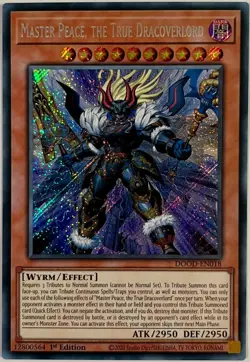 Master Peace, the True Dracoverlord - 1st Ed. Secret Rare DOOD-EN018 YuGiOh Card - Image 1