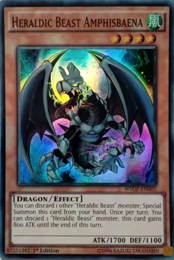 WSUP-EN003 HERALDIC BEAST AMPHISBAENA SUPER RARE 1ST EDITION YuGiOh CARD - Image 1