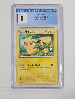 CGC Universal Grade 8 Pikachu Pokemon 2014 Furious Fists 27/111 Collectors Card - Image 1