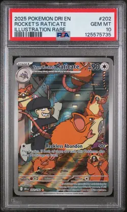 2025 POKEMON DRI EN-DESTINED RIVALS #202 TEAM ROCKET'S RATICATE PSA 10 - Image 1