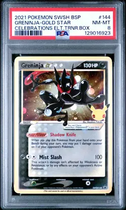 2021 POKEMON SWSH BLACK STAR PROMO #144 GRENINJA-GOLD STAR PSA 8 - Image 1