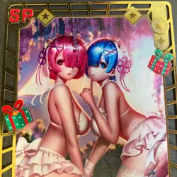WES - Goddess Story Gold METAL Card - Serial Number #025/200! Anime Rem and Ram - Image 2