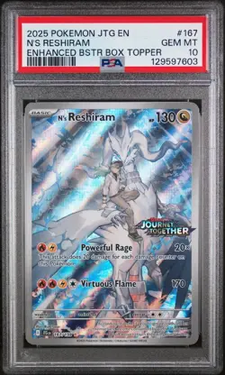 Pokemon TCG N's Reshiram Stamped Promo Holo Card 167/159 SV09 PSA 10 - Image 1