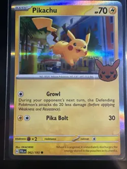Pokemon Card Single Pikachu 062/193 Holo Trick or Trade 2023 Near Mint TCG A23 - Image 1