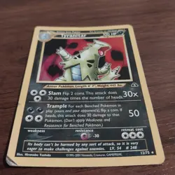Pokemon TCG Tyranitar Holo Rare Card 12/75 Neo Discovery HP/Damaged Corner - Image 2