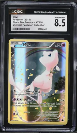 CGC 8.5 Mew Full Art Promo Mythical Pokemon Collection 2016 Pokemon Card #XY110 - Image 1