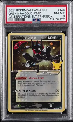 2021 POKEMON SWSH BLACK STAR PROMO #144 GRENINJA-GOLD STAR PSA 8 - Image 1