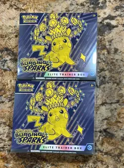 Pokemon TCG S&V Surging Sparks Sealed ETB Elite Trainer Box Lot Of 2 Factory New - Image 1