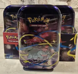 Lot 10 Sealed Mini Tins Pokemon TCG Mega Evolution Mega Heroes w/ Display Box - Image 2