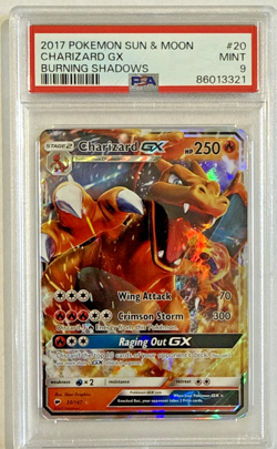 PSA 9 2017 Pokemon Sun & Moon Burning Shadows Charizard GX #20 Holo - Image 1
