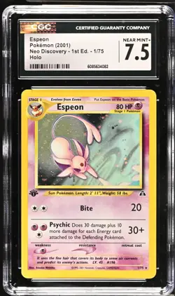 POKEMON CGC 7.5 Espeon 1/75 2001 Neo Discovery - 1st Edition Rare Holo *4082 - Image 1
