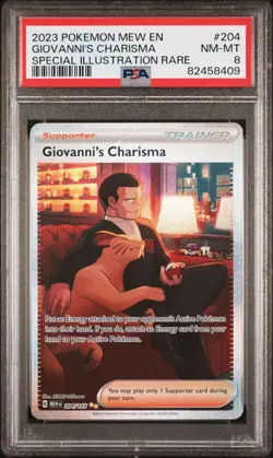 Pokemon Giovanni’s Charisma 151 Special Illustration Rare SIR #204 PSA 8 - Image 1