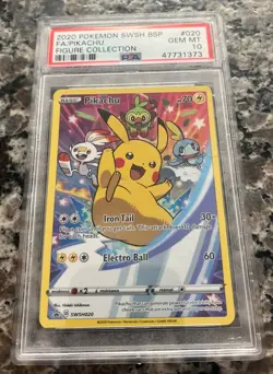 2020 POKEMON SWSH PROMO FIGURE COLLECTION #020 FULL ART/PIKACHU PSA 10 - Image 1