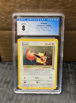 2000 Pokemon Black Star Promo Eevee 11 Holo CGC 8 PSA - Image 1
