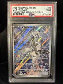 Pokemon TCG 2025 Journey Together N’S RESHIRAM 167/159 Stamped Box Topper PSA 9 - Image 1