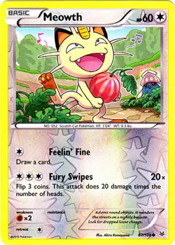 Pokemon - Meowth - 67/108 - Common - Reverse Holo - XY - Roaring Skies - NM - Image 1