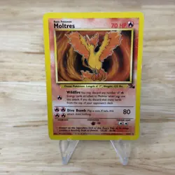 Pokemon TCG Fossil Moltres Card 27/62 Unlimited Non-Holo Rare 1999 WOTC Vintage - Image 1