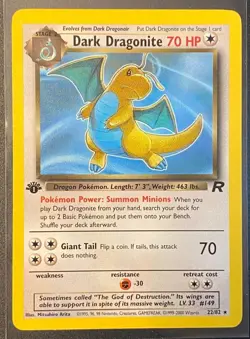 Dark Dragonite 22/82 1st Edition Rare Pokemon TCG 2000 Team Rocket Set - NM/M - Image 1