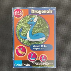 Dragonair #148 1999 Burger King Pokemon Poketrivia - Image 1