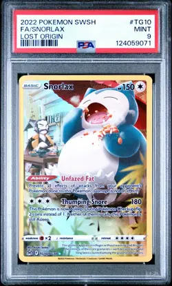 2022 POKEMON SWORD & SHIELD LOST ORIGIN #TG10 FULL ART/SNORLAX PSA 9 - Image 1