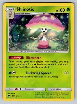 2017 Pokemon Sun & Moon Base Set TCG Shiinotic Holo Rare 17/149 NM - Image 1