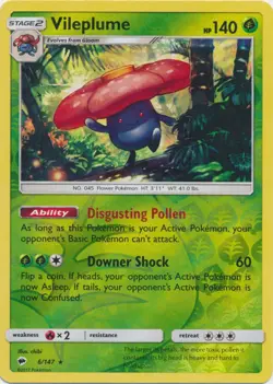 4x NM-Mint Vileplume - 6/147 - Reverse Holo Rare Pokemon Burning Shadows - Image 1