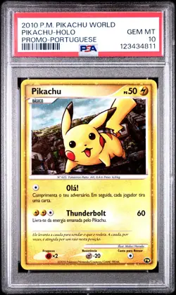 2010 POKEMON PIKACHU WORLD PROMO PORTUGUESE PIKACHU-HOLO PSA 10 - Image 1