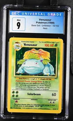 Pokemon Base Set Venusaur 15/102 CGC 9 MINT - Blue Holder - Image 1