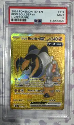 2024 POKEMON TEF EN-TEMPORAL FORCES HYPER RARE #217 IRON BOULDER EX PSA 10 - Image 1