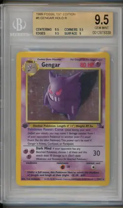 1999 Pokemon 1st Edition Fossil Gengar Holo #5 Beckett BGS 9.5 - Image 1