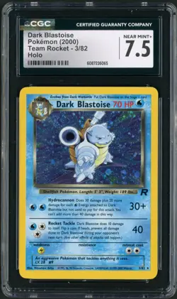 2000 Pokemon Team Rocket Unlimited Dark Blastoise Holo Rare 3/82 CGC 7.5 - Image 1