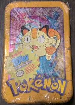 Vintage Pokemon Topps 1999 TV Animated Edition Meowth Tin SEALED Rare - Image 1