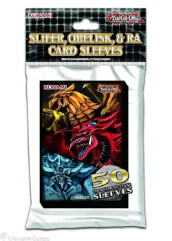 YuGiOh! Slifer, Obelisk & Ra, Egyptian God Card Sleeves; Official Konami Sleeves - Image 2
