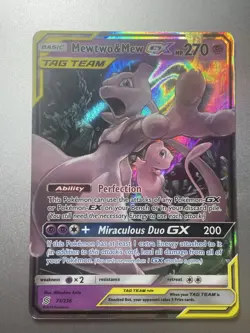 MP Pokemon Mewtwo Mew Tag Team GX TCG Holo Card Unified Minds 71/236 (READ DESC) - Image 1