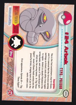 Arbok # 24 - Red Logo - 1999 Topps Series 1 Pokemon Card - Image 2