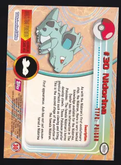 NIDORINA - # 30 - TOPPS SERIES 1 - Red LOGO - Pokemon Card - NM - Image 2