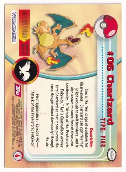 CHARIZARD #06 - RED LOGO - NON-HOLO - Series 1 - TOPPS POKEMON CARD - NM - Image 2