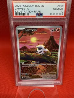 Pokemon TCG Larvesta Illustration Black Bolt Card 099/086 English PSA 10 - Image 1