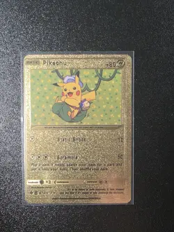 Pokemon Pikachu Gold Foil Card - Static Shock, Scramble Attack - Image 1
