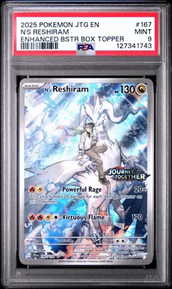 Pokemon TCG 2025 Journey Together N’S RESHIRAM 167/159 Stamped Box Topper PSA 9 - Image 1