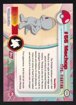 1999 Topps Pokemon Machop #66 Non Foil TV Animation Series 1 Red Logo - Image 2